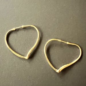 Tiffany & Co. Elsa Peretti 18k Gold Open Heart Hoop Earrings.